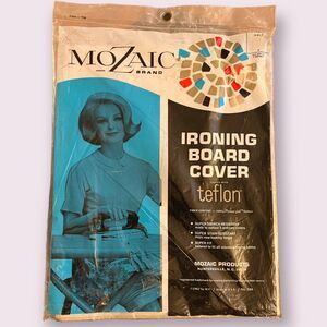 Vintage Mozaic Brand Teflon ironing board cover - NOS 1962 Shimmer Gold 304-706